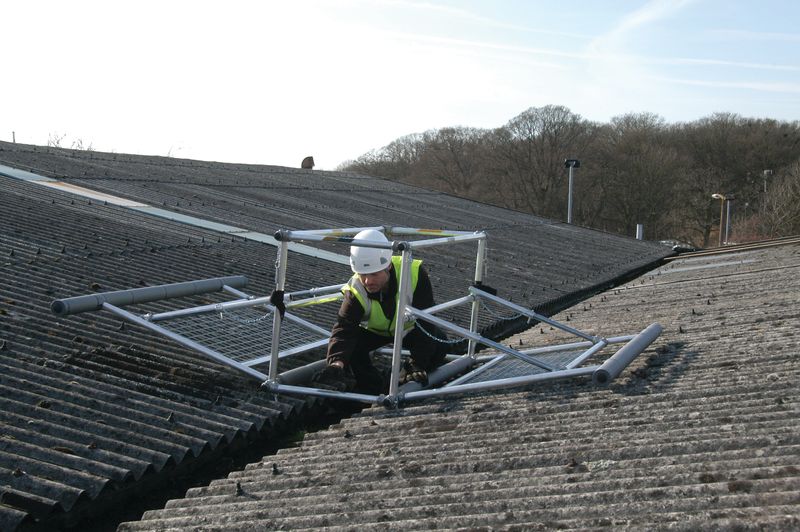 Valley Walk roof safety system for fragile roof